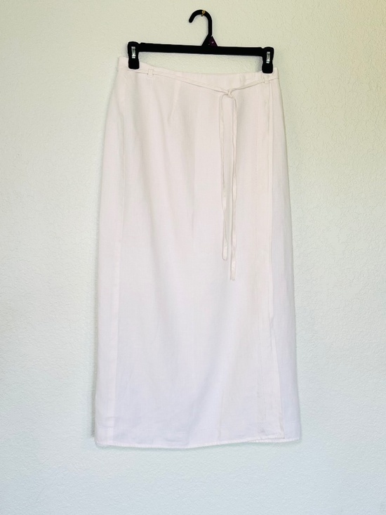 Liz Claiborne Dresses & Skirts - Liz Claiborne Liz Sport Linen Wrap Skirt 12 Lined White Coastal Beach Vintage